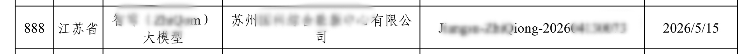 部分大模型备案公开条目的匿名化原始凭证 1