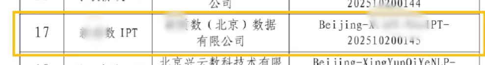 部分大模型备案公开条目的匿名化原始凭证 3